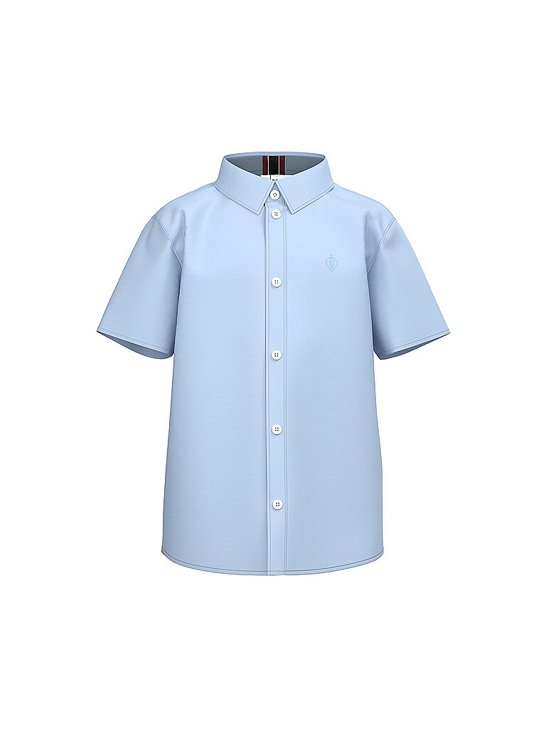 Kurzarmhemd NAME IT "NKMNEWSA SS SHIRT NOOS", Jungen, Gr. 122 (128), N-Gr, blau (campanula), Web, Obermaterial: 100% Baumwolle, unifarben, normal, Hemden, Baumwolle, normal geschnitten